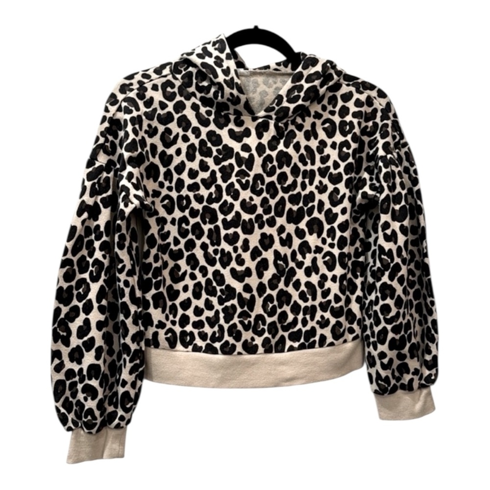 Cat & Jack leopard print girls cropped hoodie. Size 10.